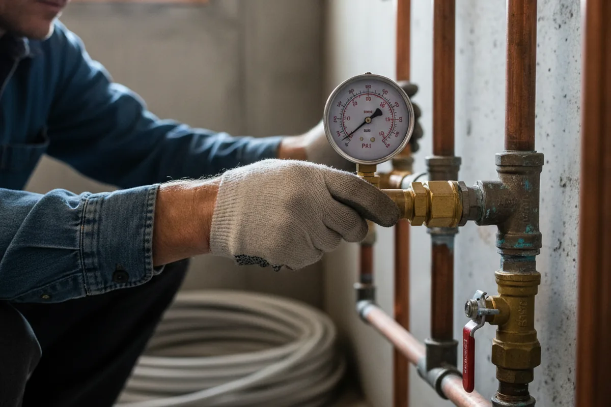 Pressure testing a repaired line during Water Line Repair in Lyman